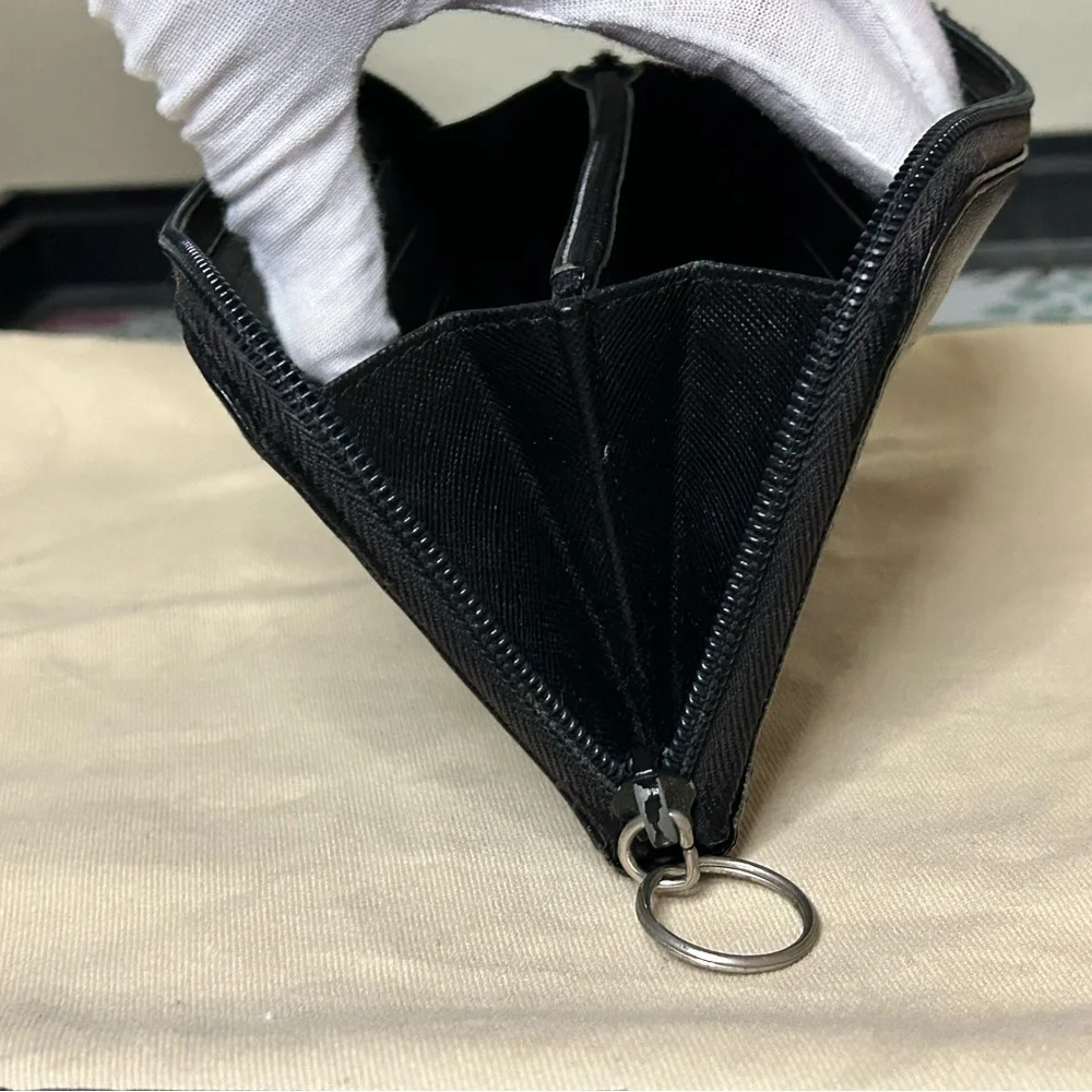 Prada Black Saffiano Leather Zip Wallet